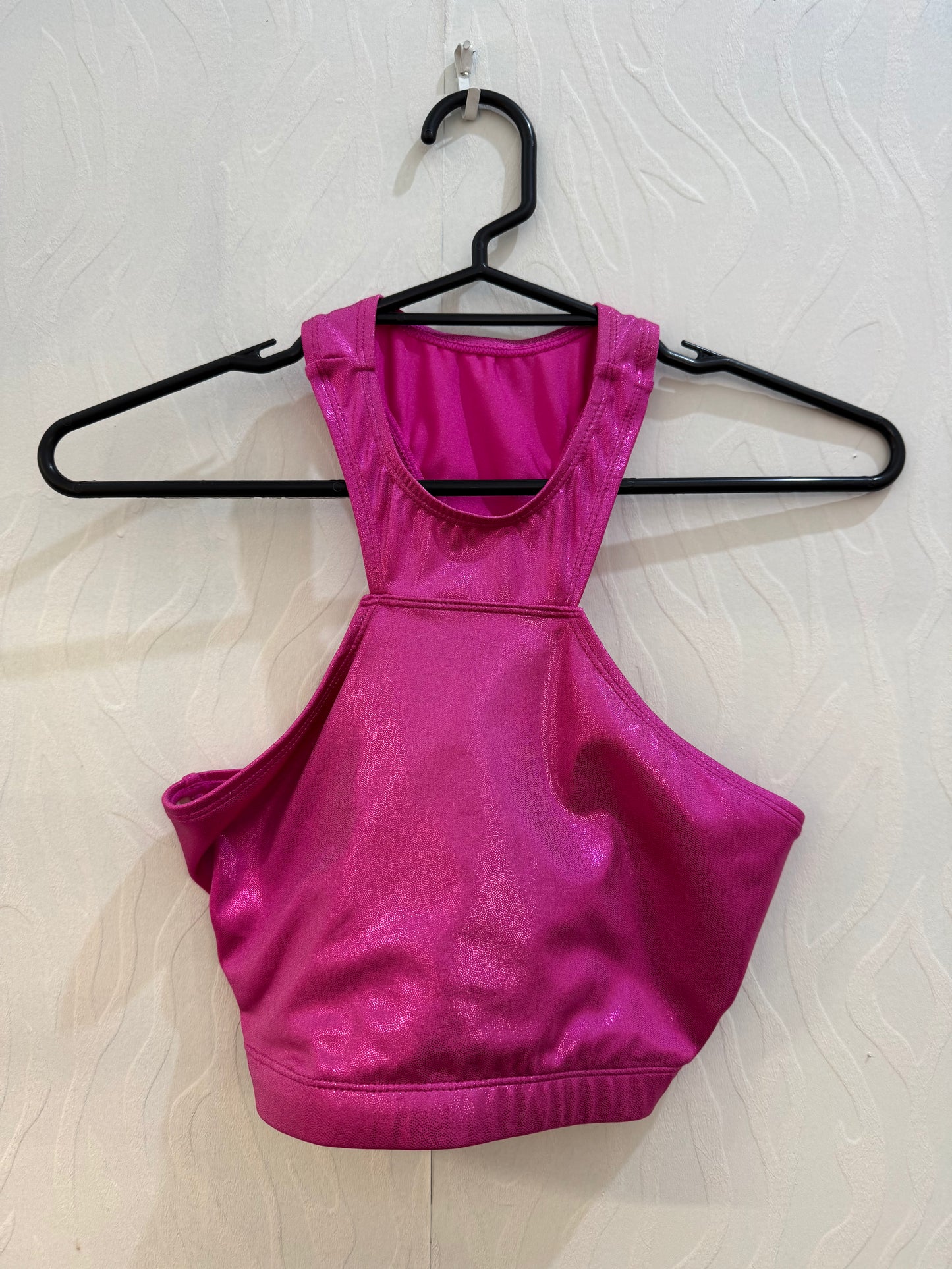 Pink Metallic Halter Crop Top