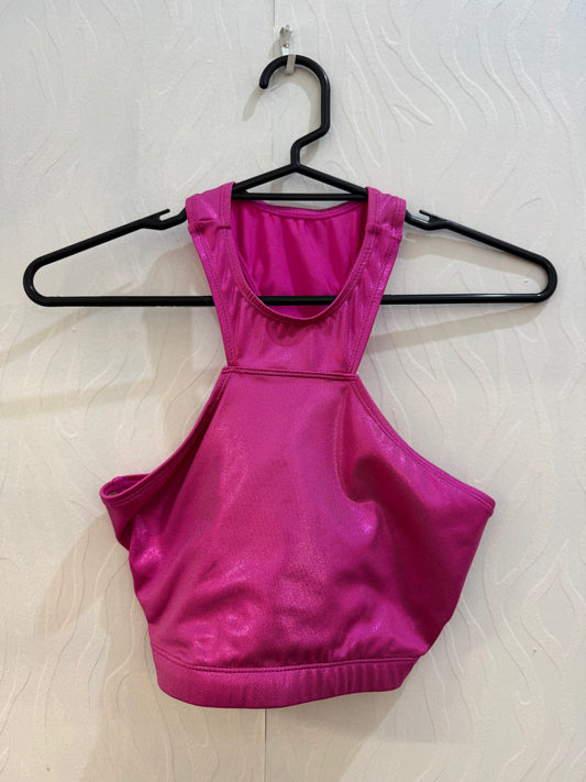 Pink Metallic Halter Crop Top