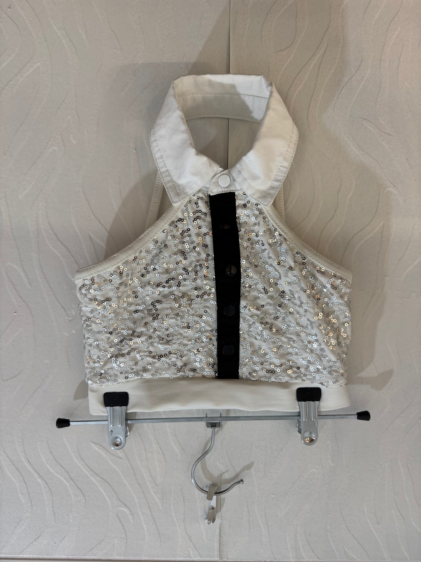 White and Silver Sequinned Halter