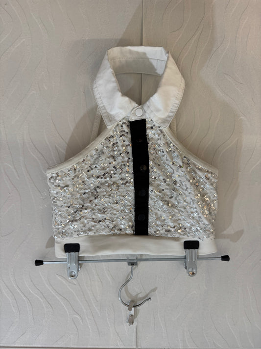 White and Silver Sequinned Halter
