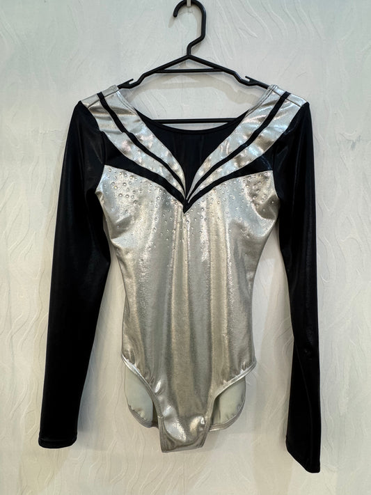 Black & Silver Long Sleeve Leotard